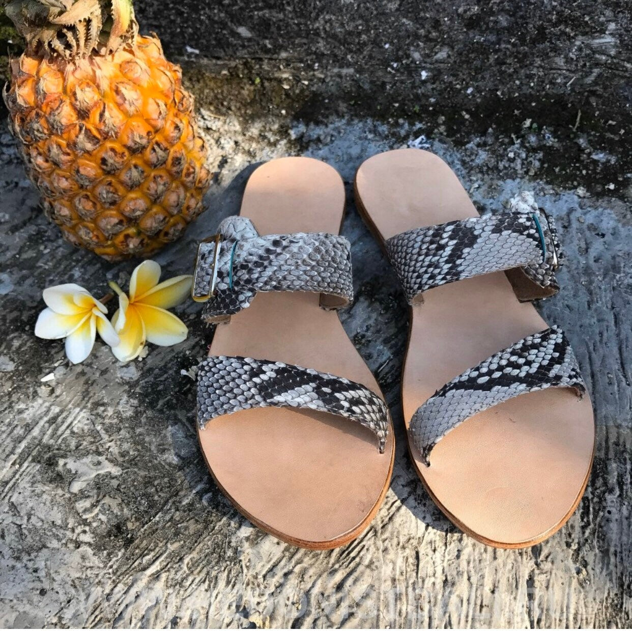 Python Skin Sandal — Flat