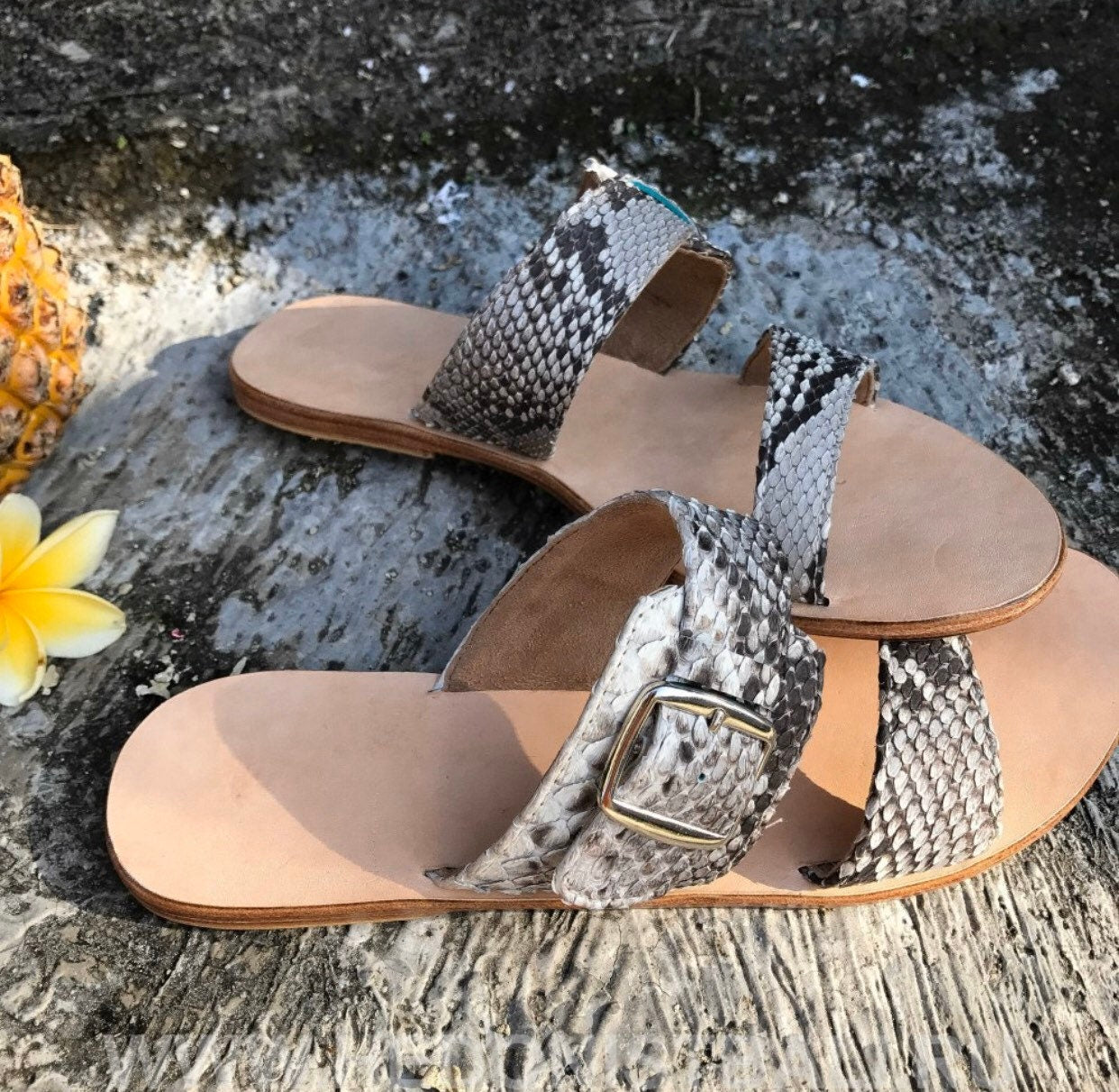 Python Skin Sandal — Flat