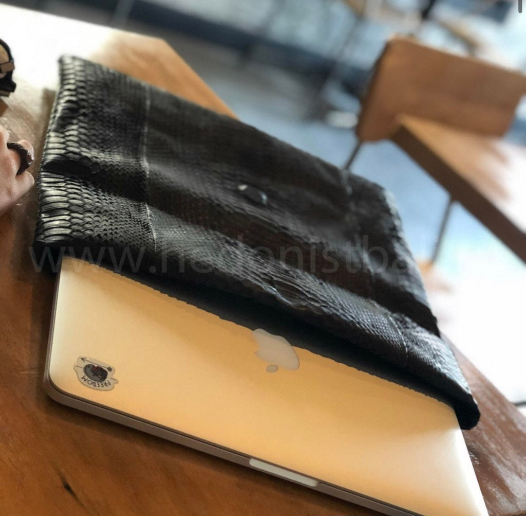 Big Black Envelope Genuine Python Skin Clutch