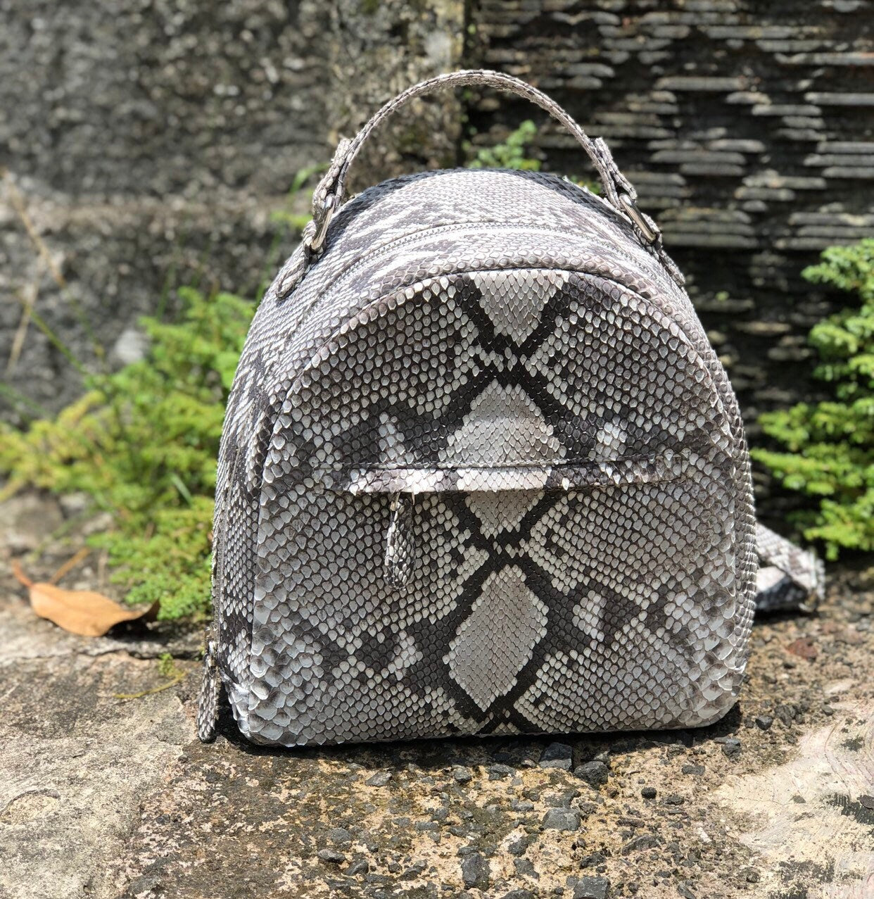 Women Python Skin Backpack | Genuine Python Skin Backpack | Exotic Leather Bags | Summer Snakeprint Backpack | Women Sport Shick Backpack