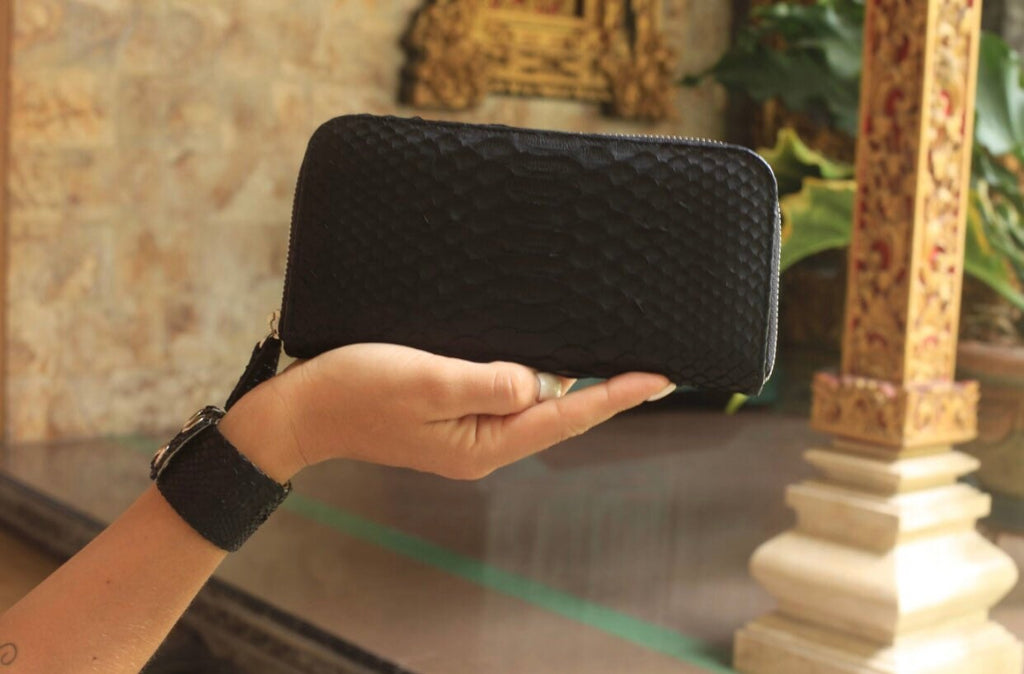 Genuine Python Skin Wallet — Black