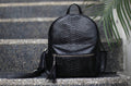 Genuine Python Skin Backpack — Black