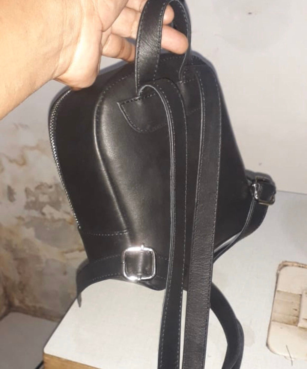 Small Mini Genuine Pythonskin Backpack — Black