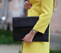Big Black Envelope Genuine Python Skin Clutch