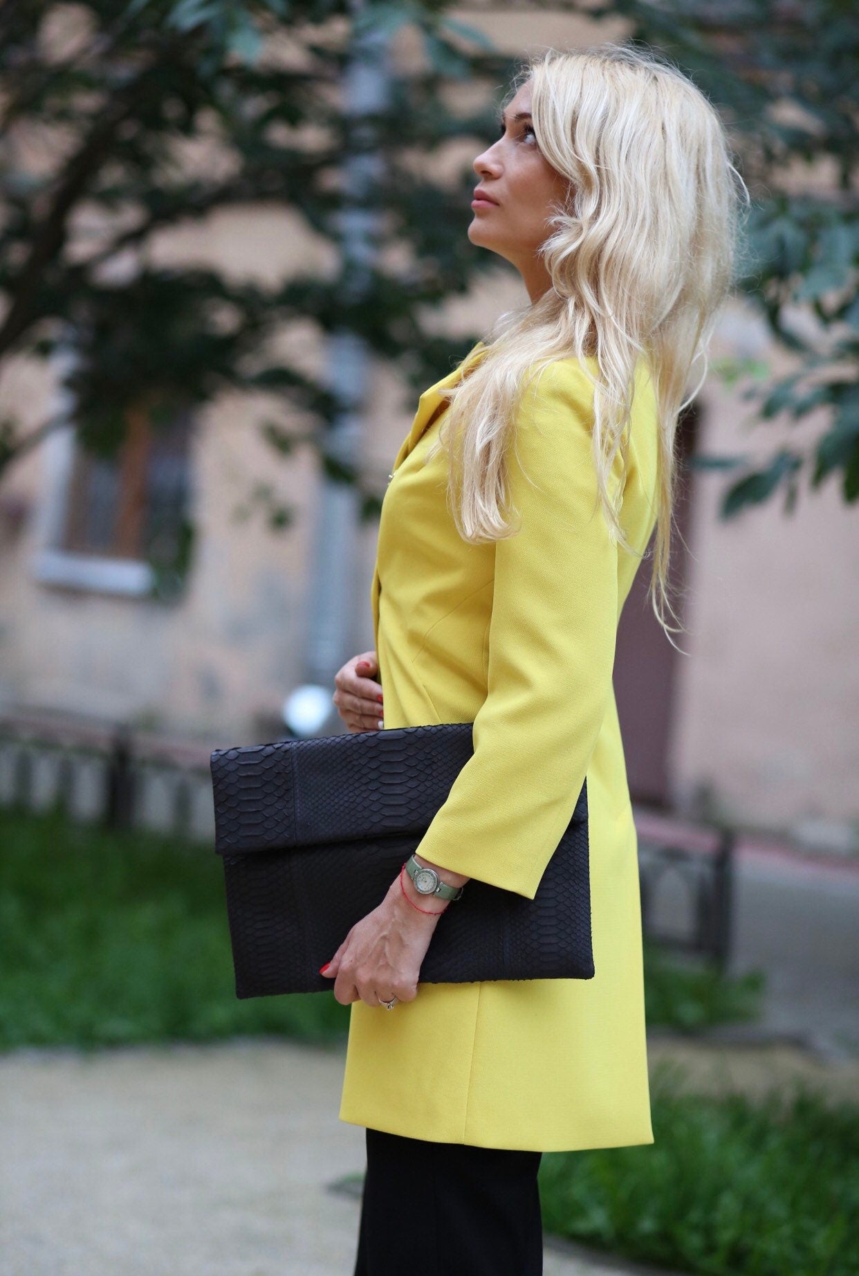 Big Black Envelope Genuine Python Skin Clutch