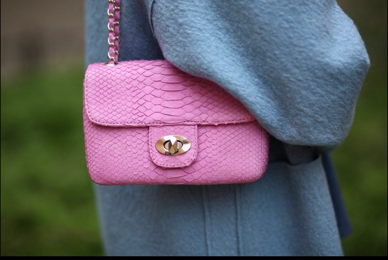Pink Bag Genuine Python — Red