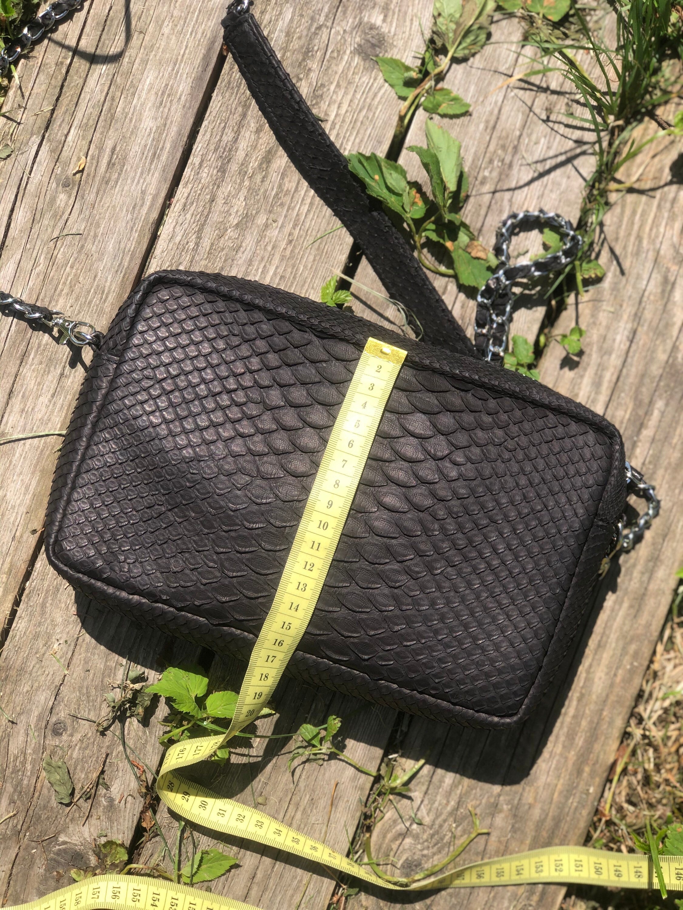 Genuine Python Skin Women Classy Black Bag
