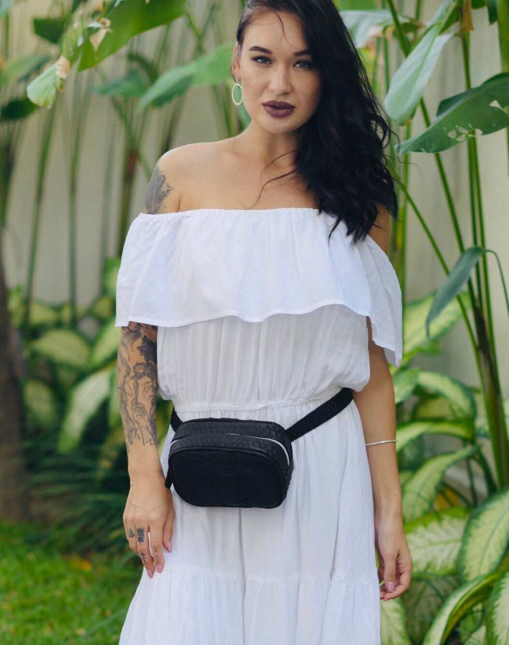 Fanny pack Genuine Python Skin handmade black bag