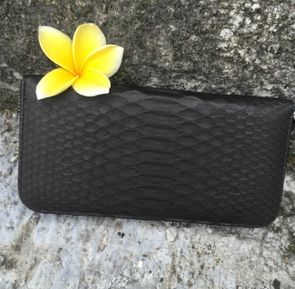 Genuine Python Skin Wallet — Black