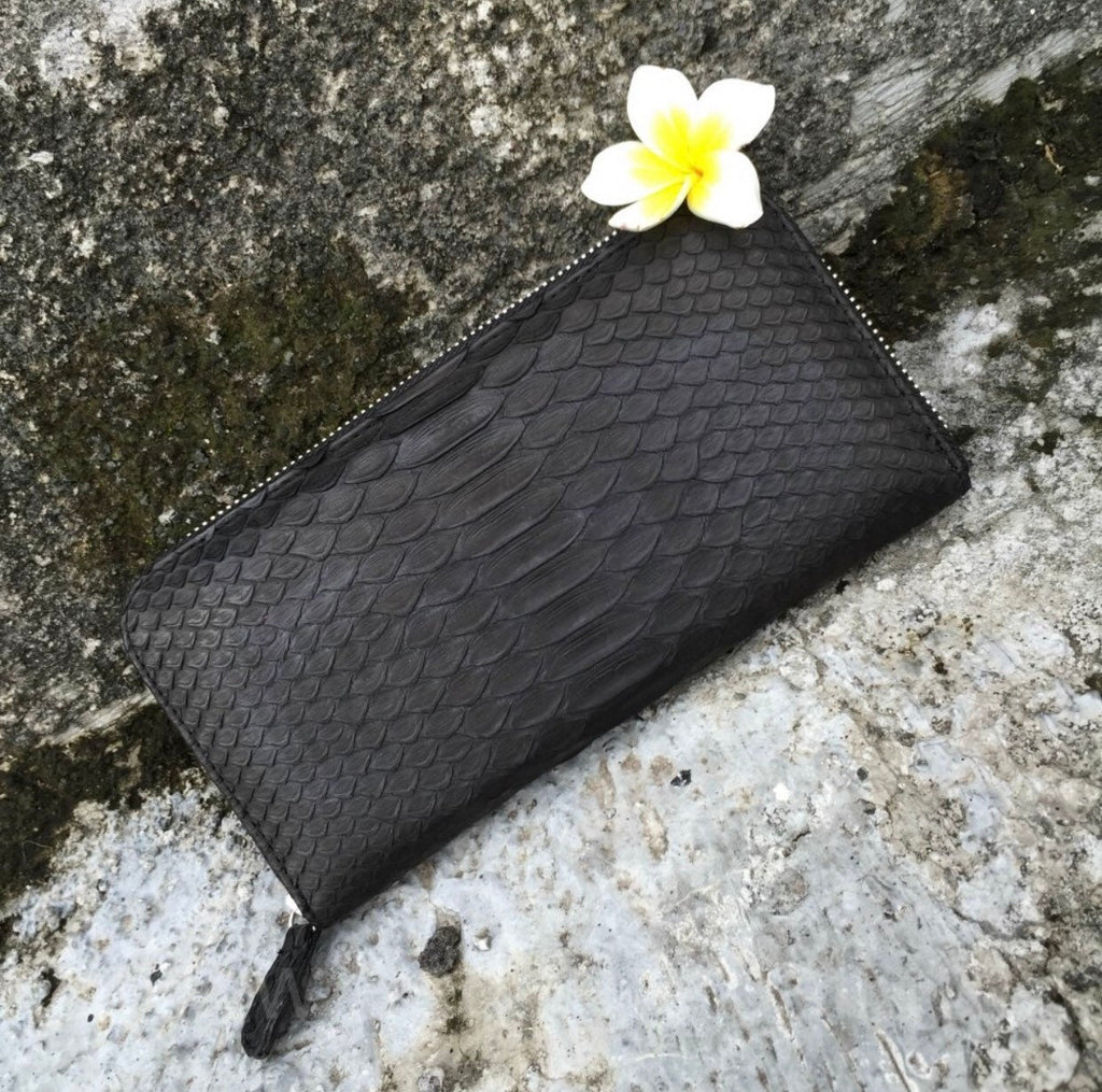 Genuine Python Skin Wallet — Black