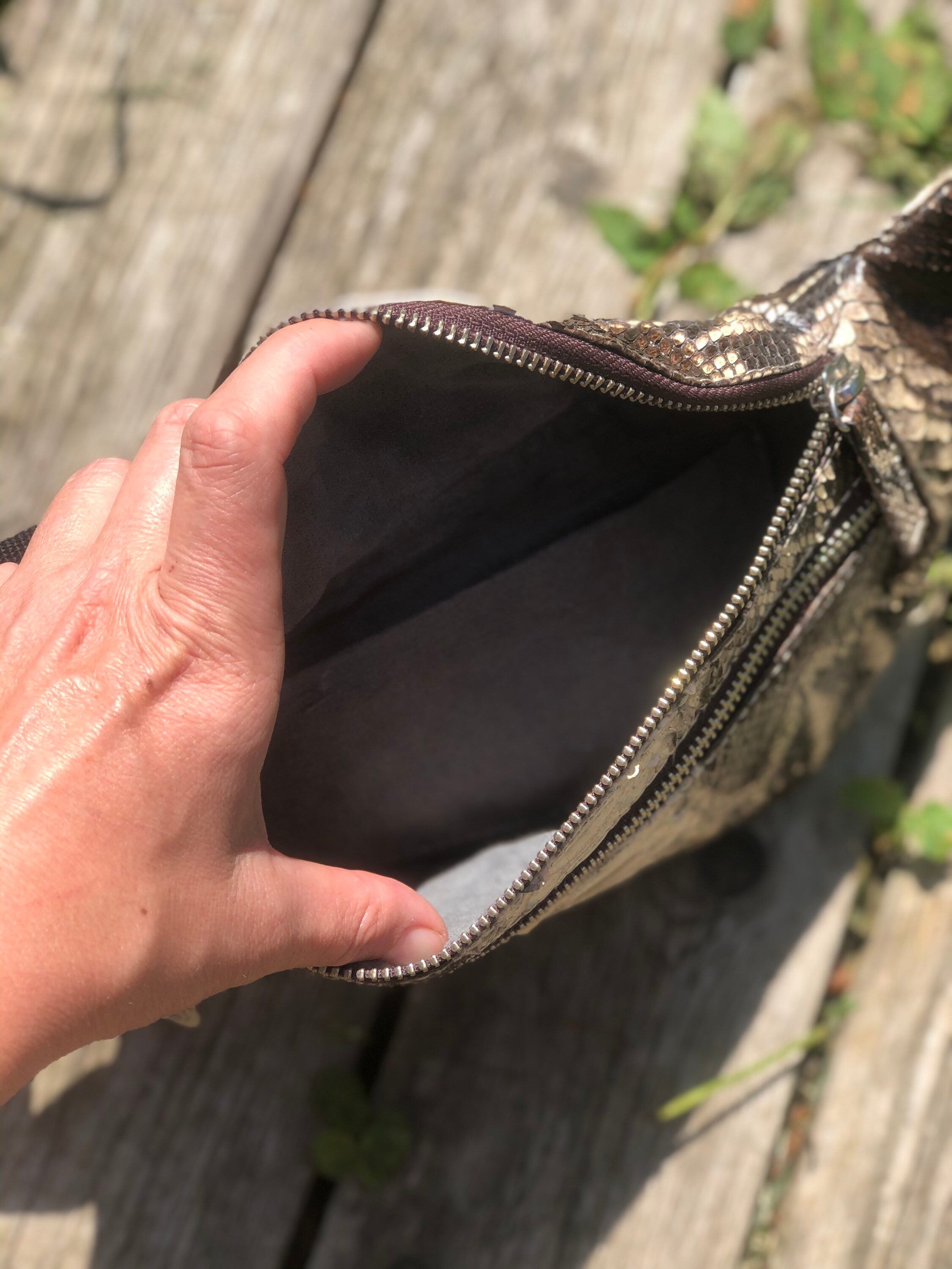 Genuine Python Skin Fanny Pack — Brown & White