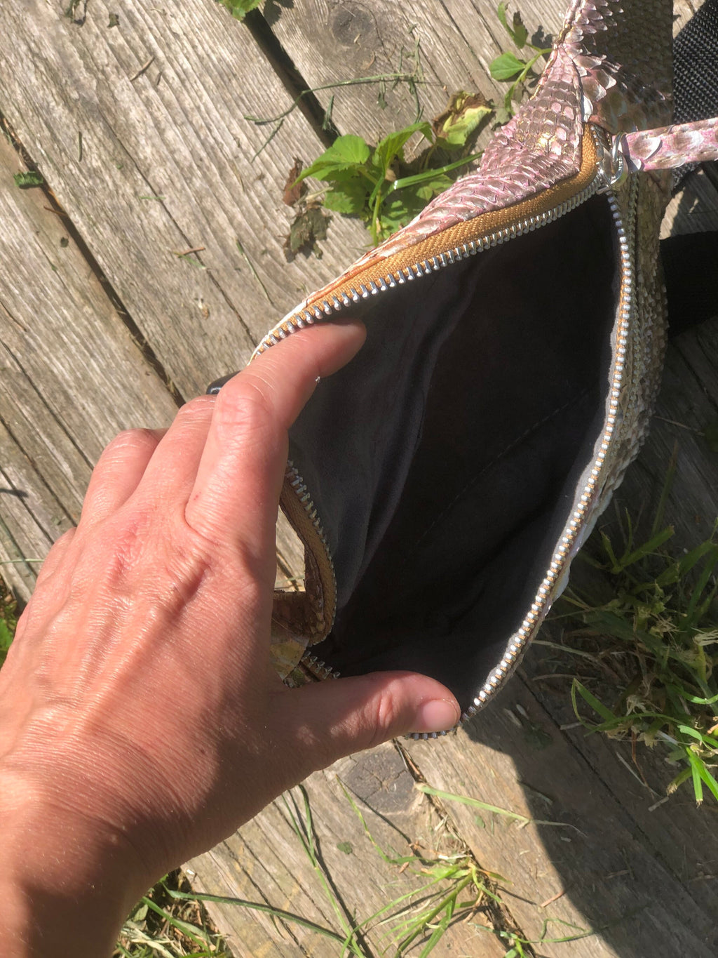 Genuine Python Skin Fanny Pack Bronze Color — Red