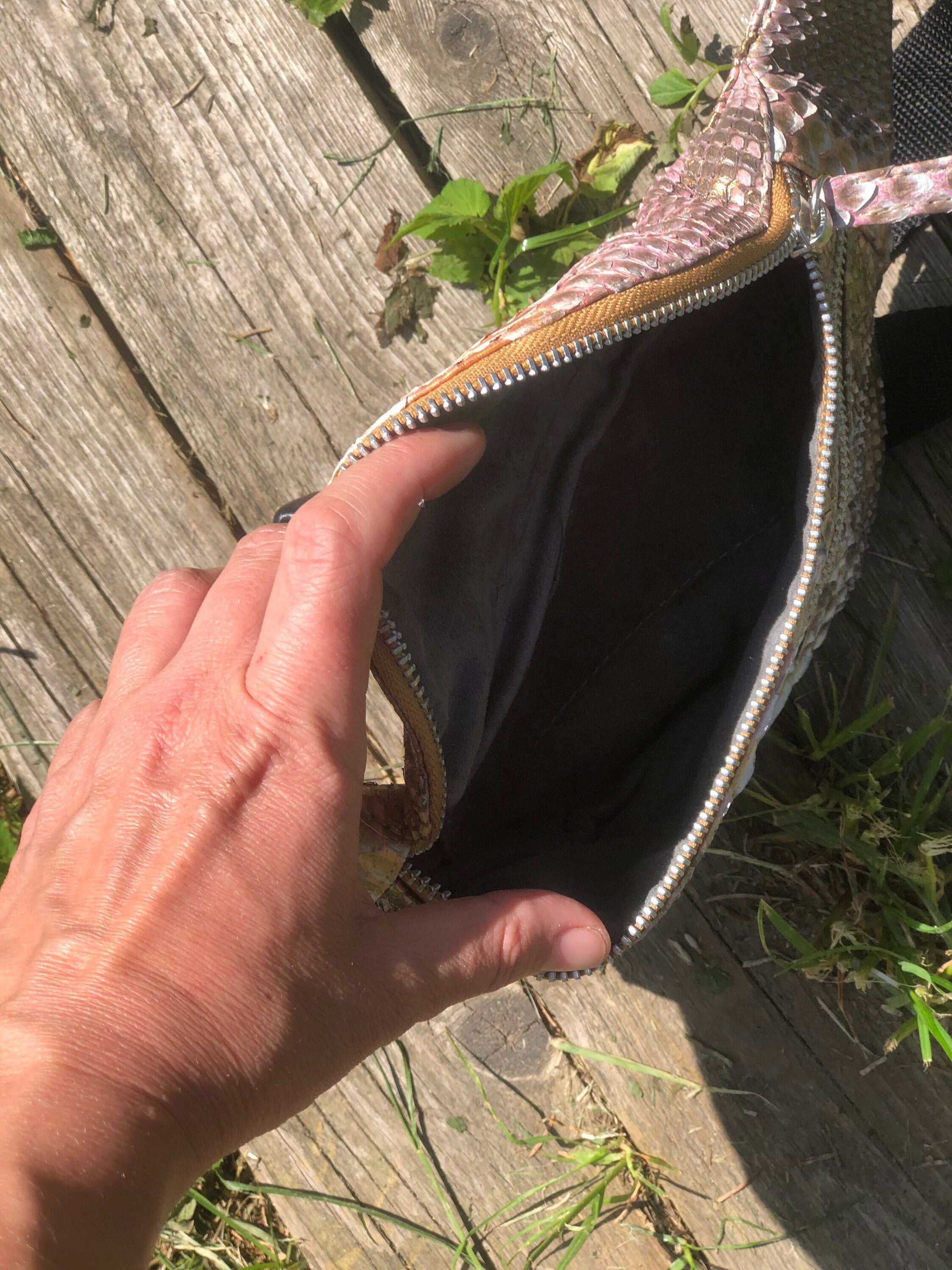 Genuine Python Skin Fanny Pack Bronze Color — Red