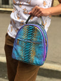 Genuine Python Skin Backpack — Blue Shiny
