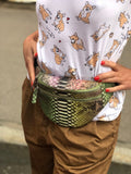 Genuine Python Skin Fanny Pack — Bronze Green Multicolor