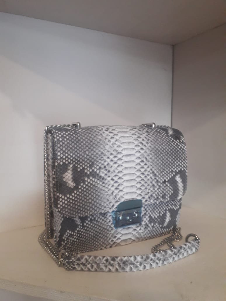 Genuine Python Skin Chain Crossbody Bag