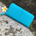 Turquise Genuine Python Unisex Wallet — Blue