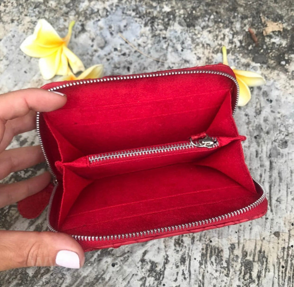 Genuine Python Skin Wallet — Red