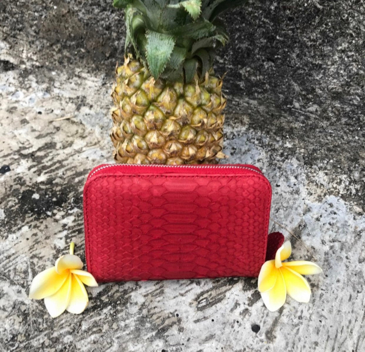 Genuine Python Skin Wallet — Red