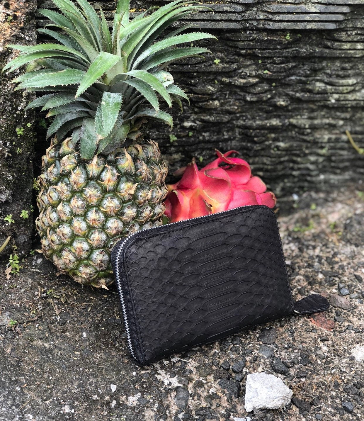 Genuine Python Skin Wallet — Black