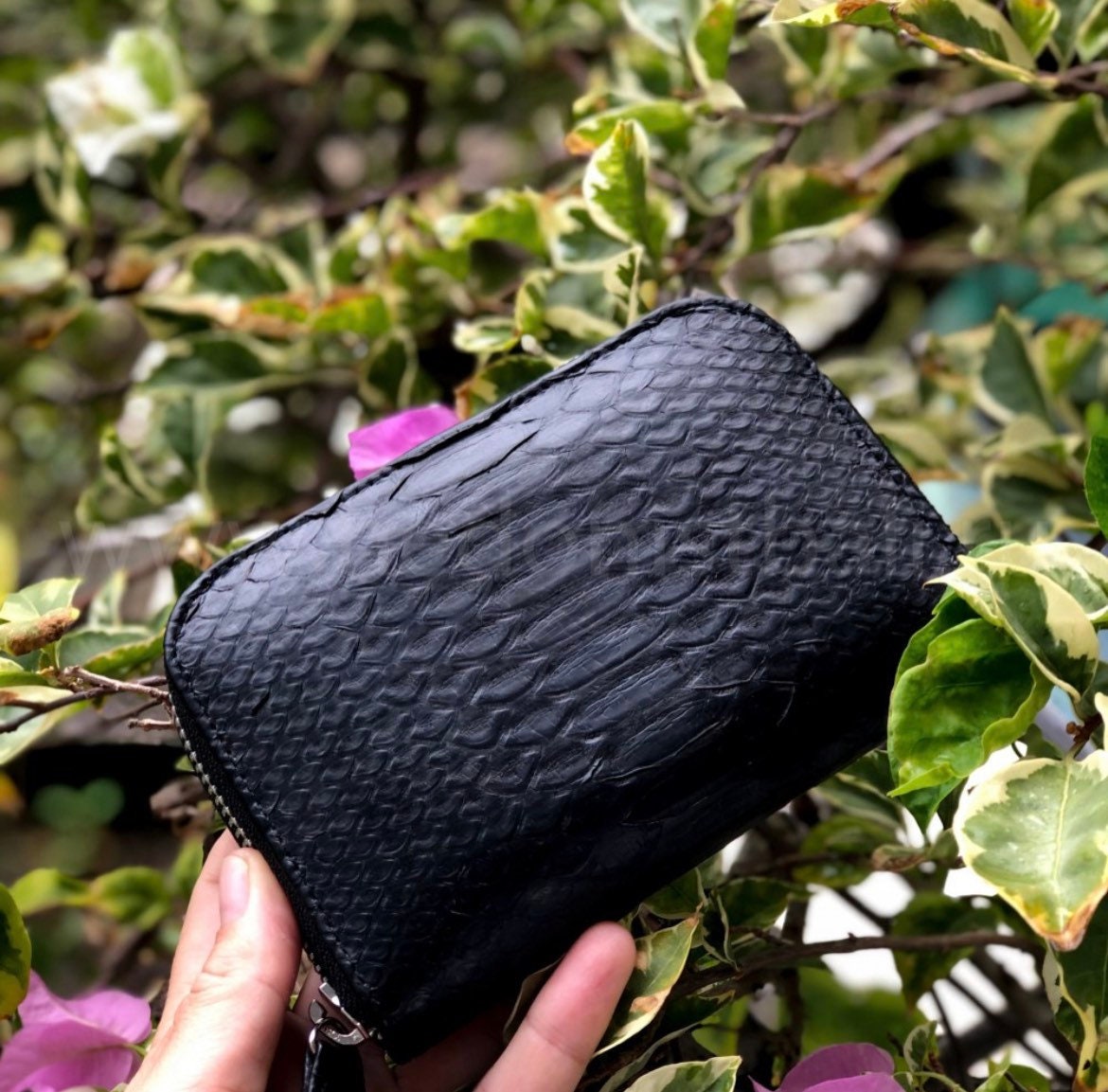 Genuine Python Skin Wallet — Black