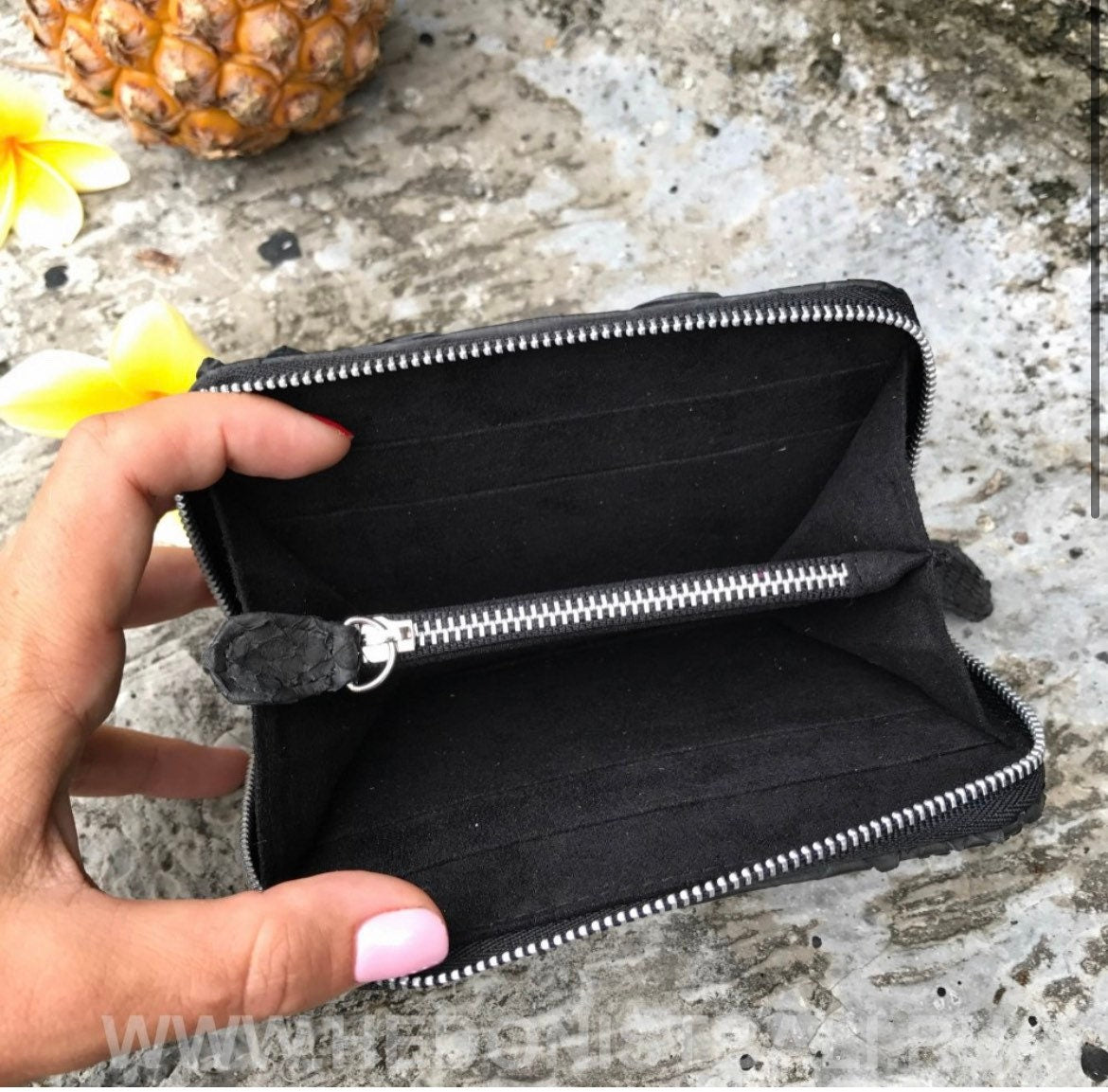 Genuine Python Skin Wallet — Black