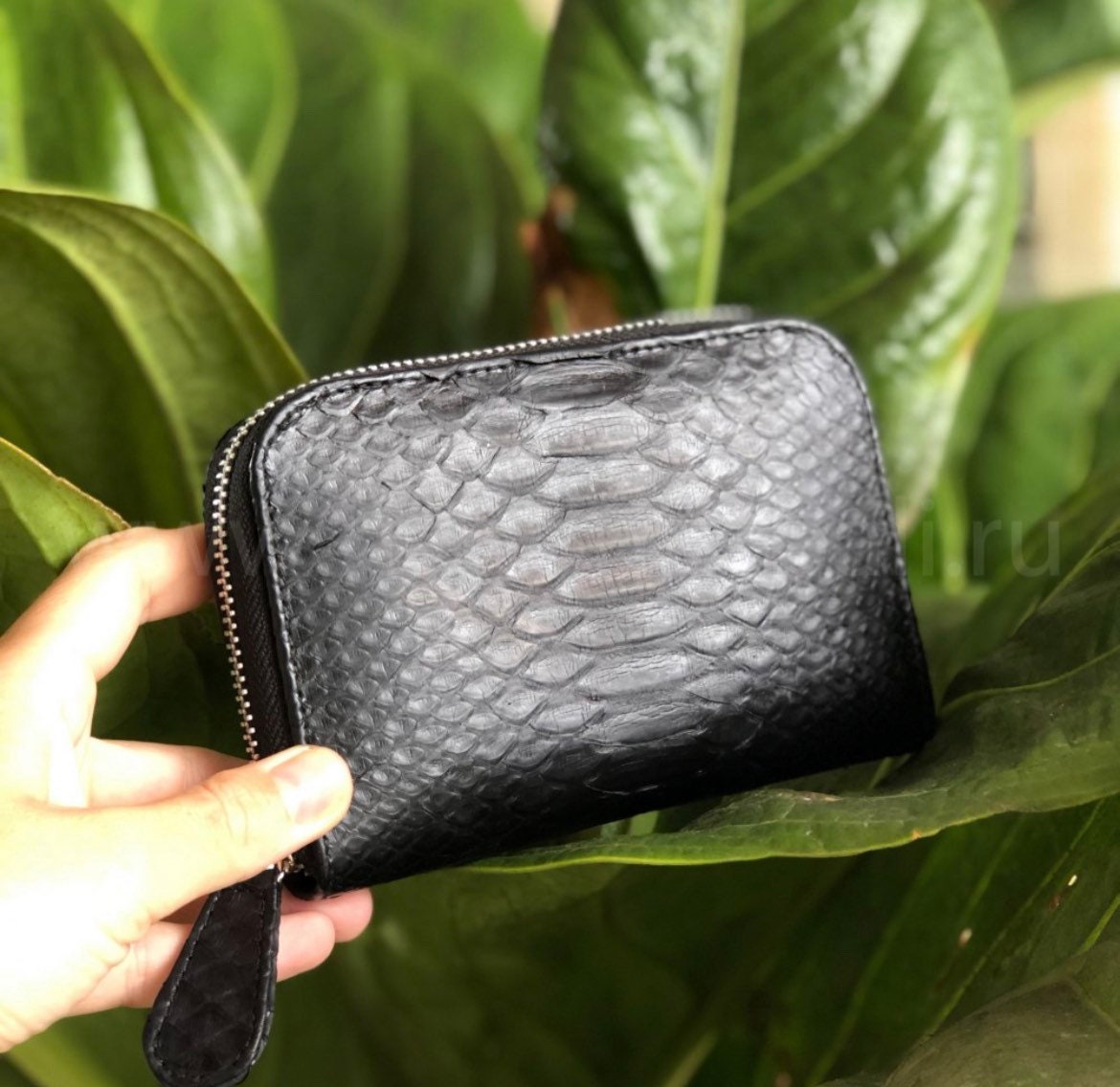 Genuine Python Skin Wallet — Black