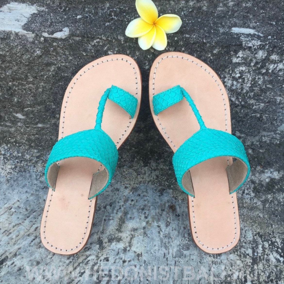 Python skin sandal turquoise Tiffany color — Red