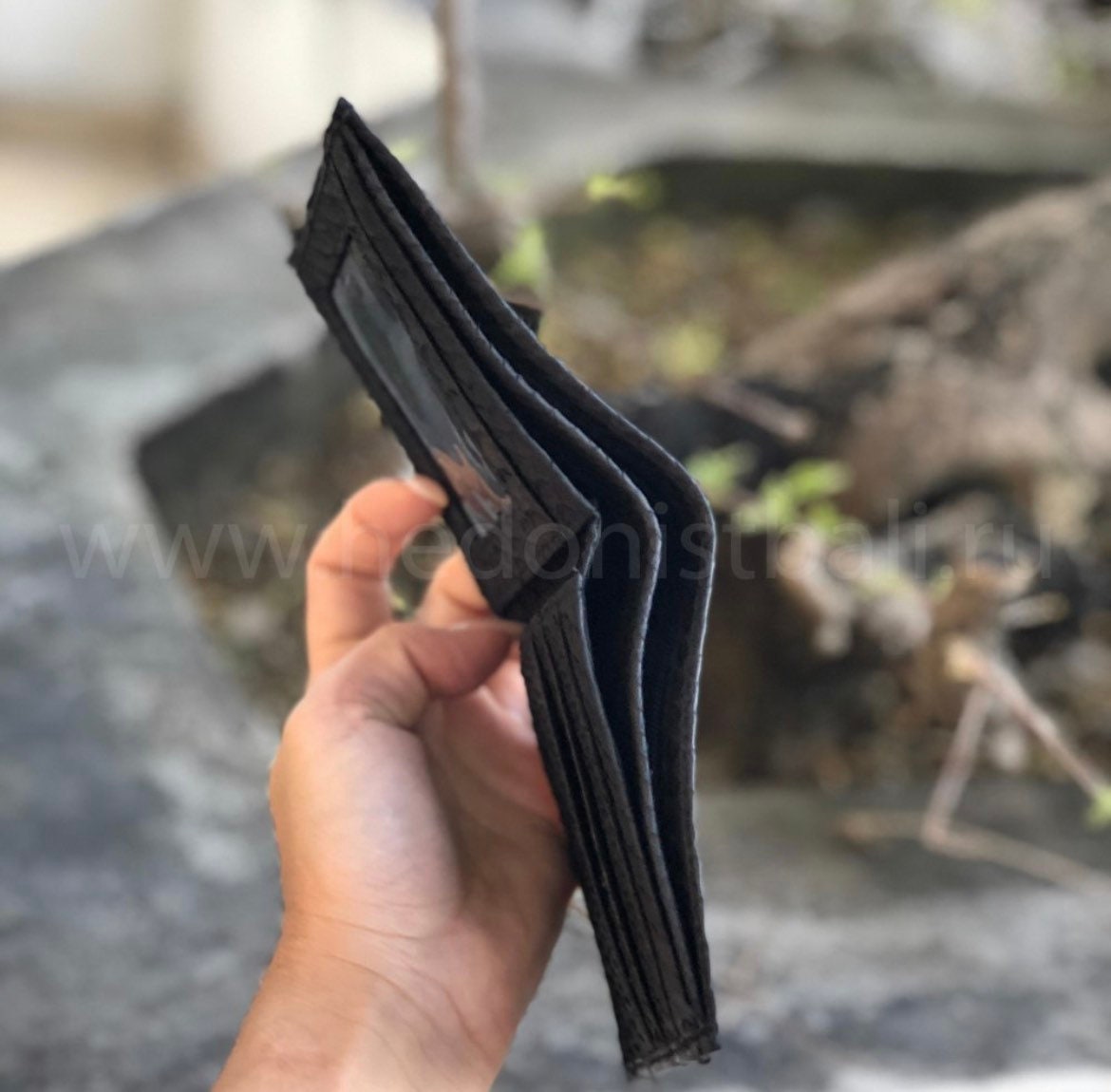 Genuine Python Skin Men Flat Wallet — Black
