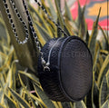 Genuine Python Skin Round Chain Bag — Black