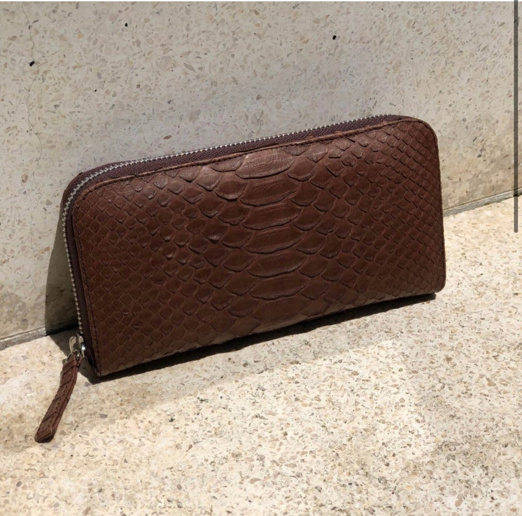 Genuine Python Skin Wallet — Brown