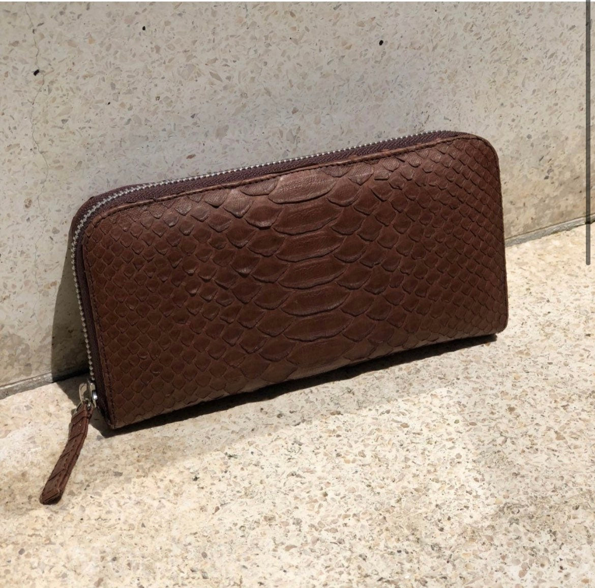 Genuine Python Skin Wallet — Brown