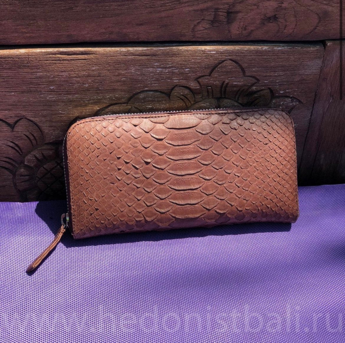 Genuine Python Skin Wallet — Brown
