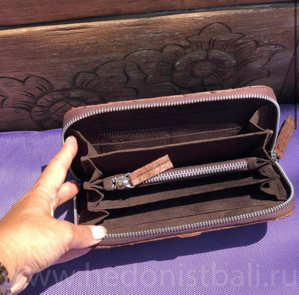 Genuine Python Skin Wallet — Brown