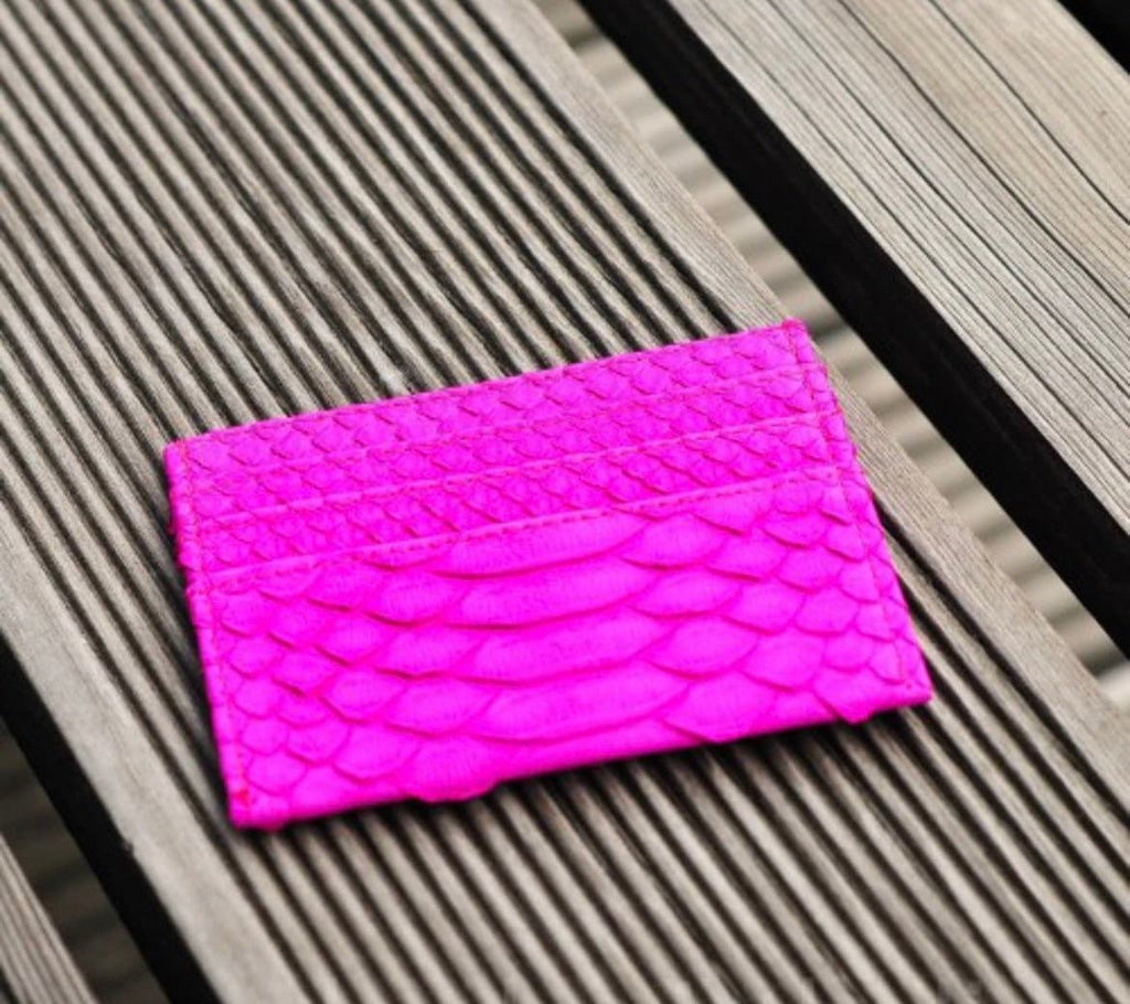 Genuine python skin creditcards holder/business cads holder bright fuchsia