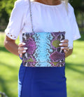 Genuine Python Skin Multicolor Flat Crossbody Bag