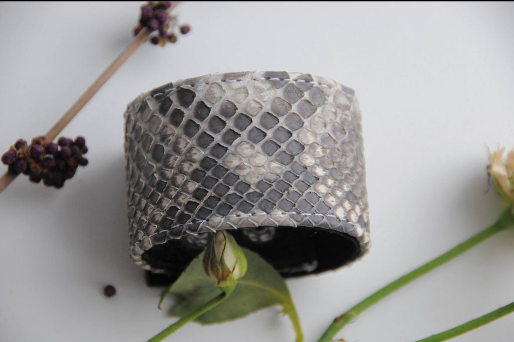 READY TO SHIP Genuine Python Skin Bracelet Snake Print Leather Bracelet | Handmade Leather Bracelet Flat | Bracelet Woman | Leather Bracelet