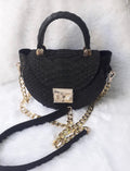 Genuine Python Skin Crosshandle Elegant Black Bag