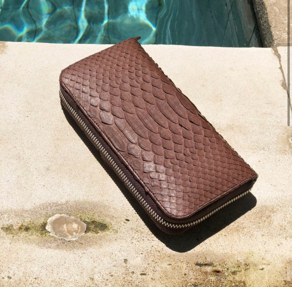 Genuine Python Skin Wallet — Brown