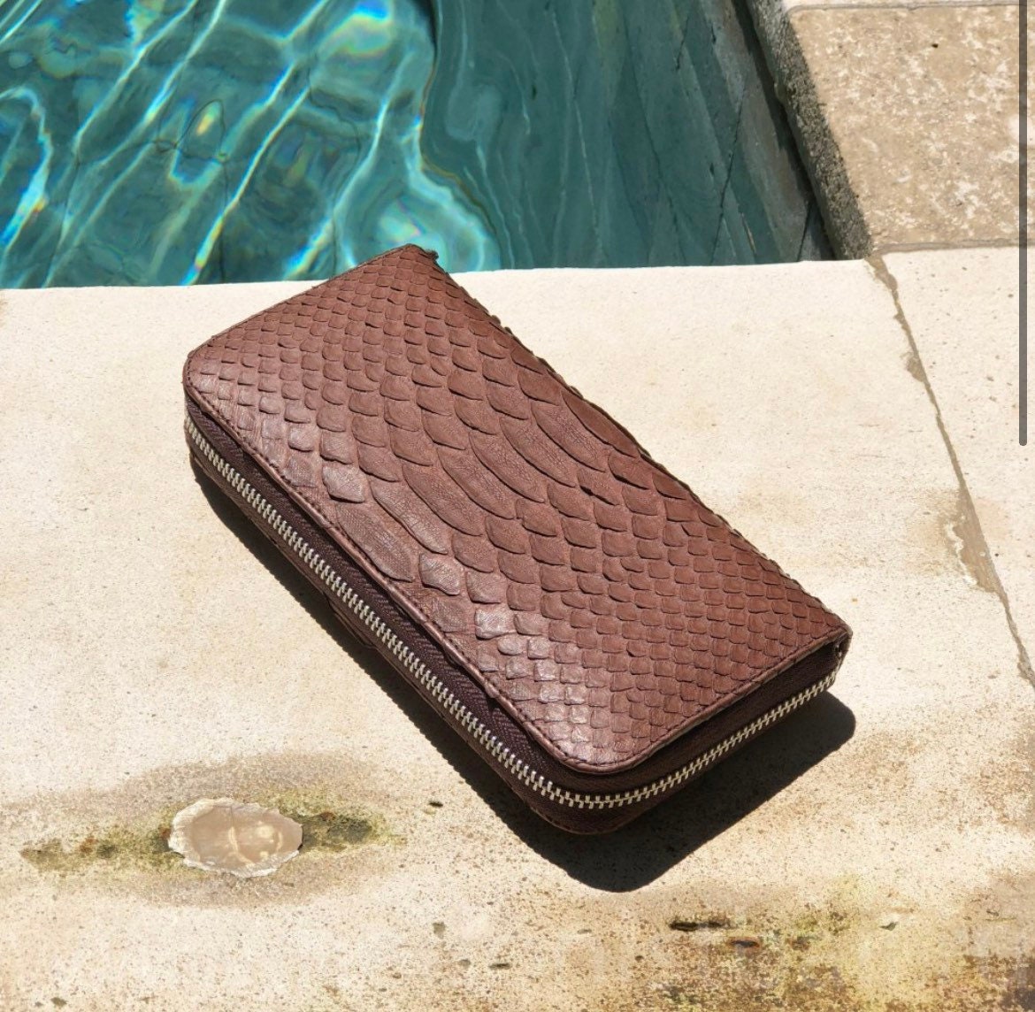Genuine Python Skin Wallet — Brown