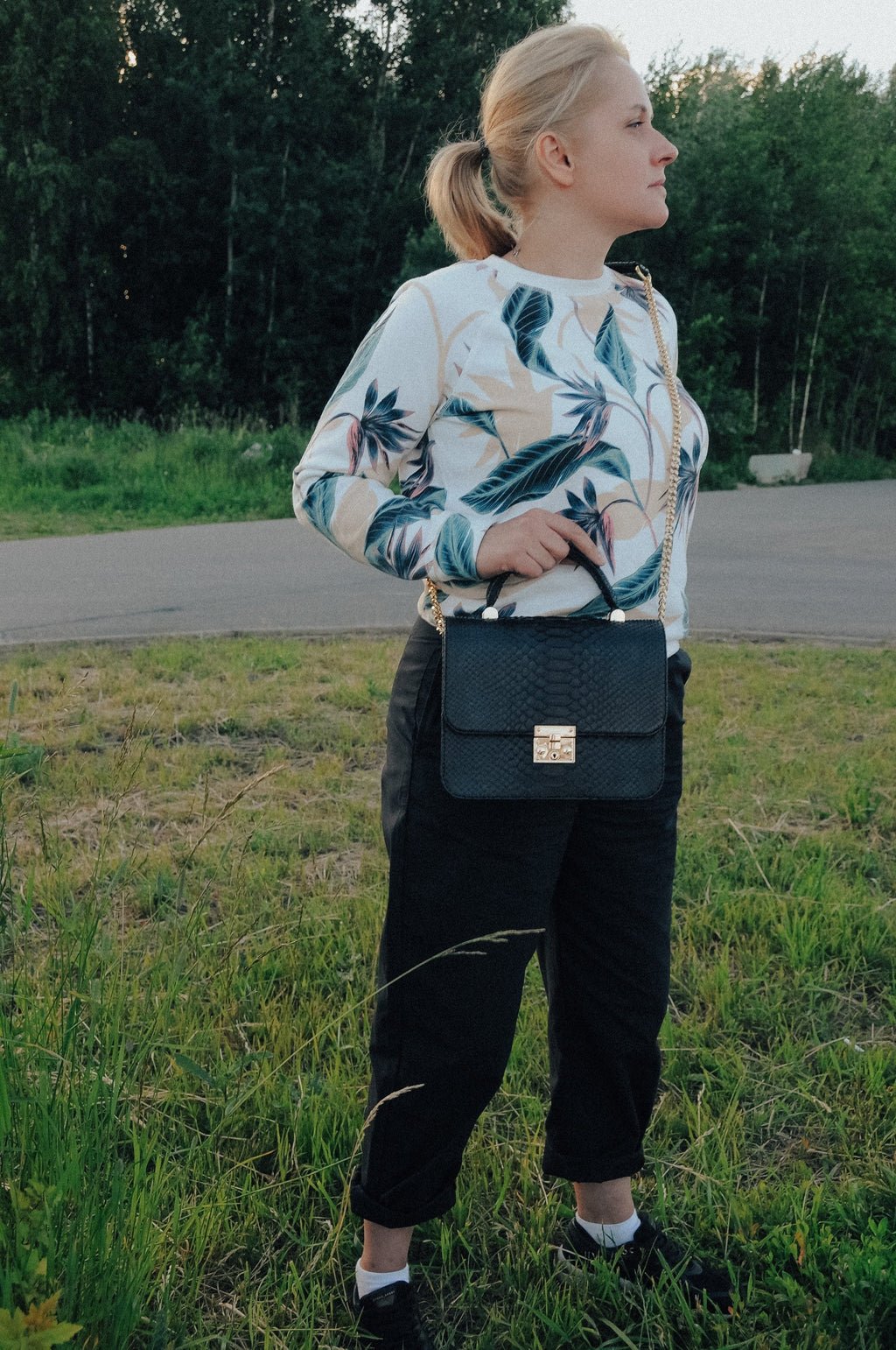 Genuine Python Skin Crosshandle Bag
