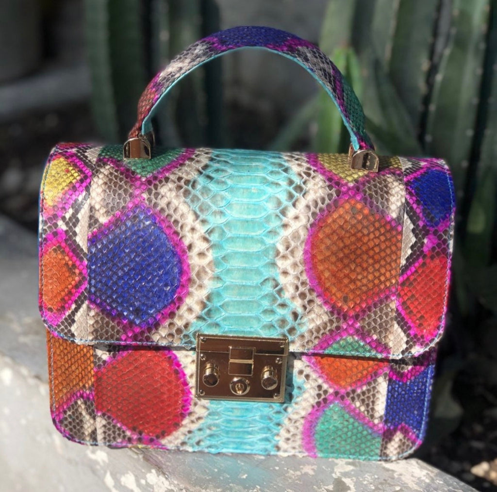 Genuine Python Skin Crosshandle Bag