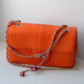 Genuine Python Skin Chain Crossbody Bag — Orange