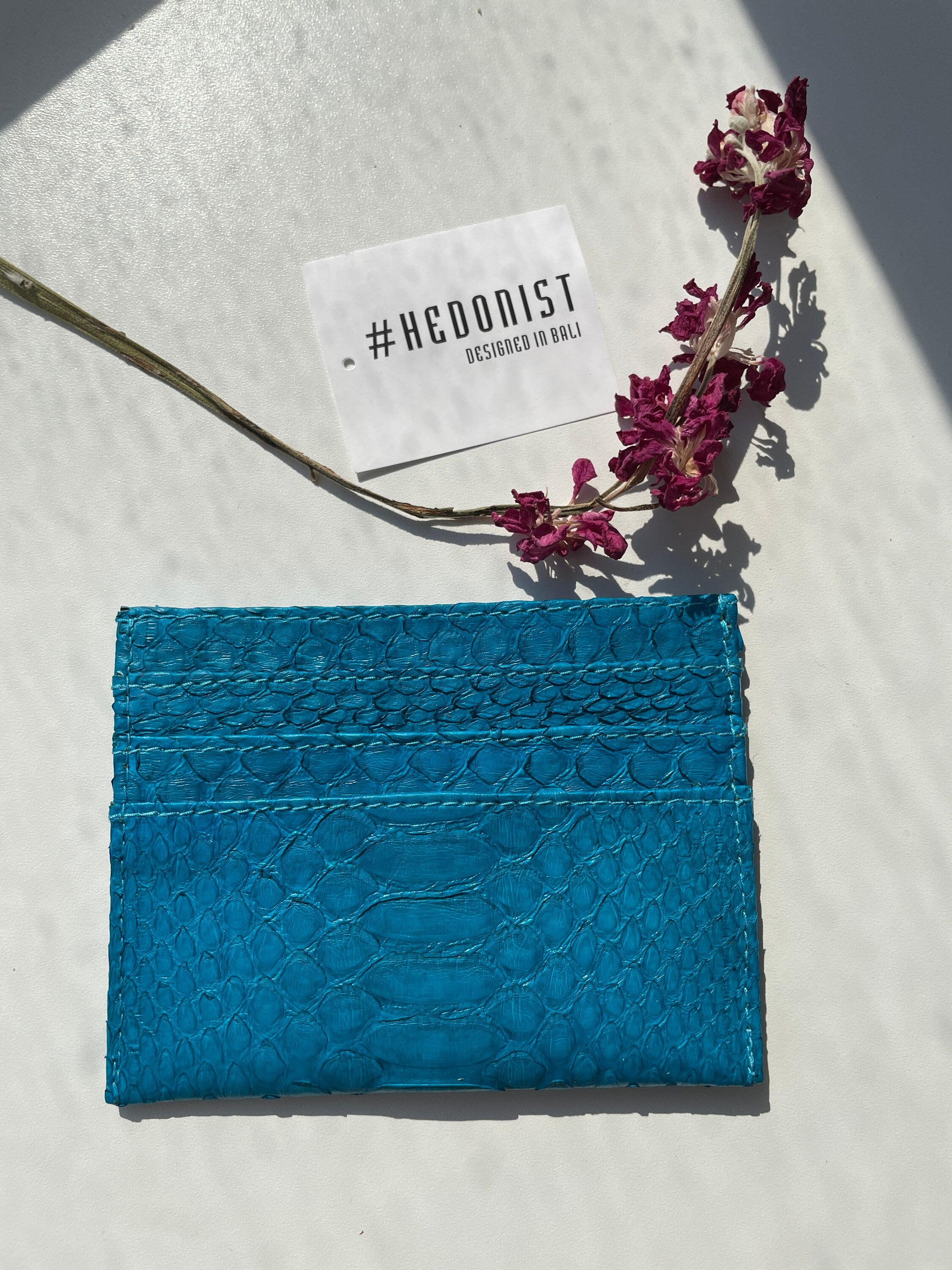 Genuine Python Skin Card Holder — Dark Green