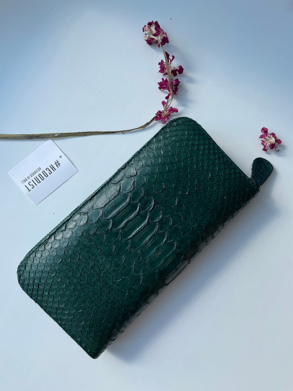Genuine Python Skin Wallet — Dark Green