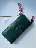 Genuine Python Skin Wallet — Dark Green