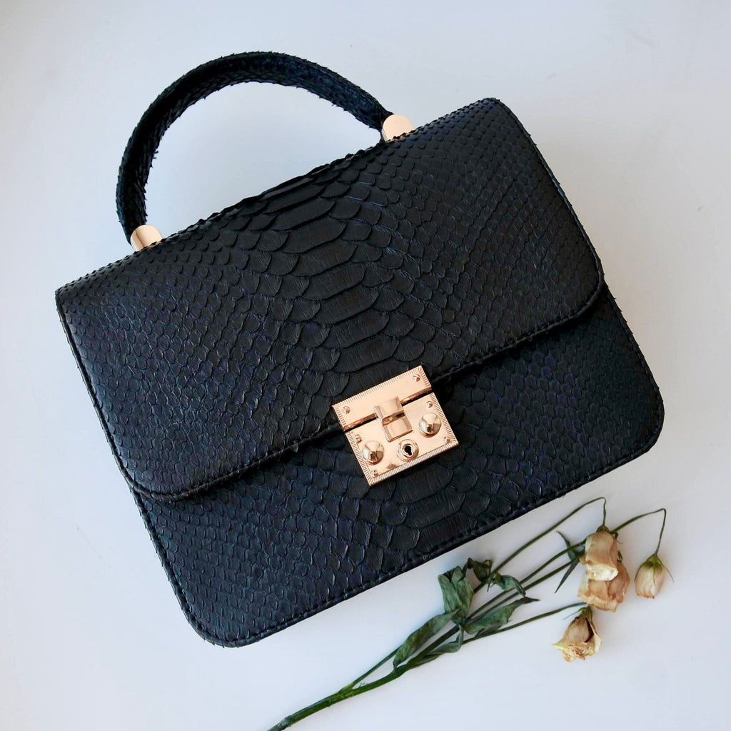 Genuine python skin classy woman bag | designer leather bag | woman hadle bag | chain crosshandle elegant snake bag | Snake print purse