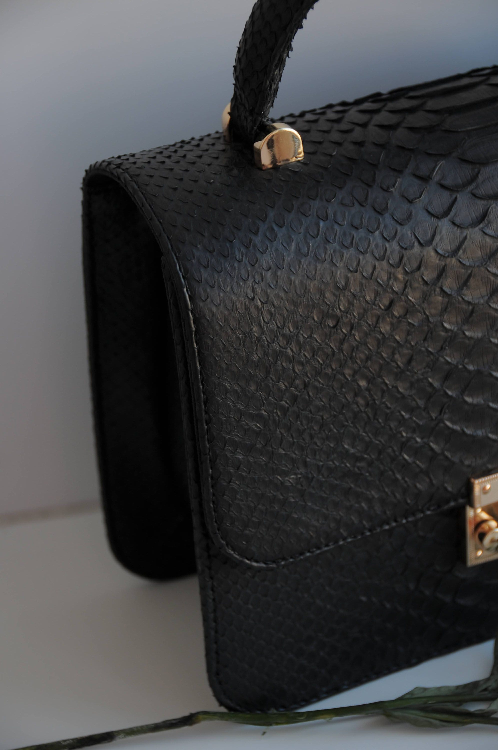 Genuine python skin classy woman bag — Black