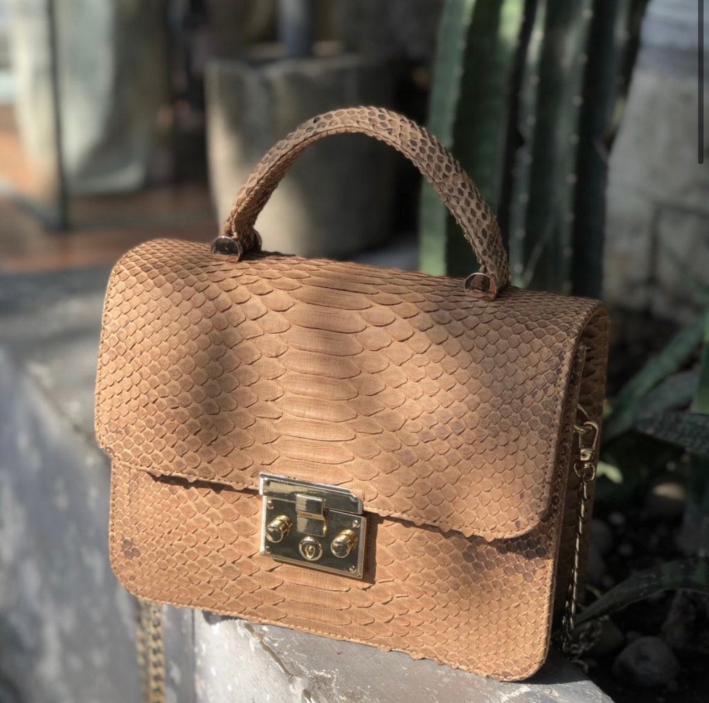 Genuine Python Skin Crosshandle Bag