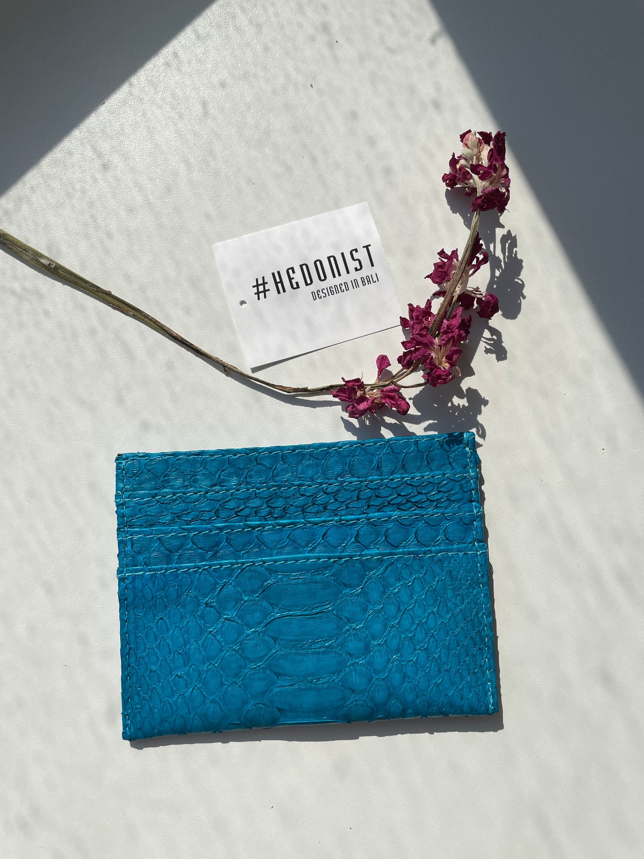Genuine Python Skin Card Holder — Dark Green